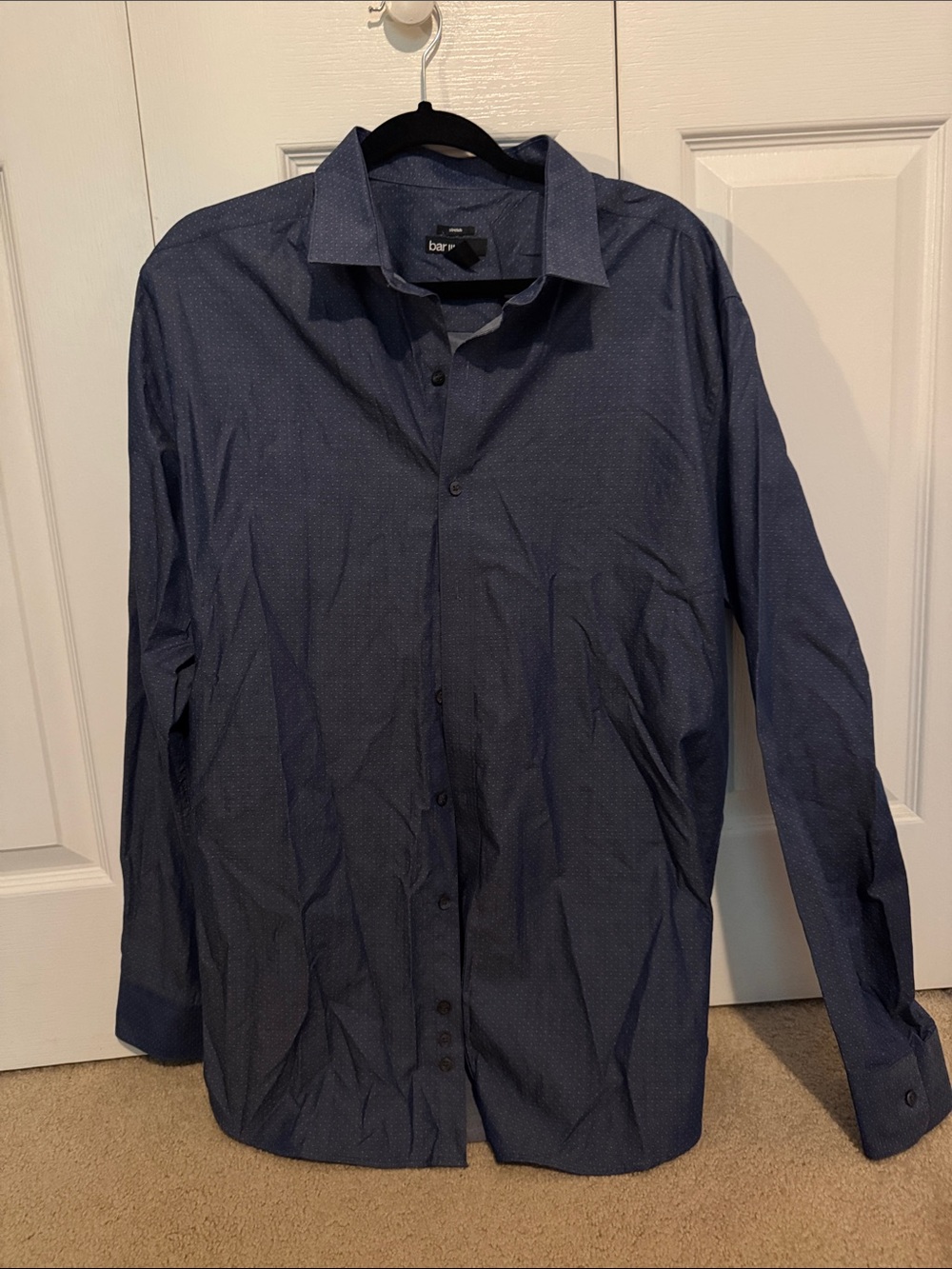 Bar III Small Dot Pattern Dress Shirt in Navy Blue